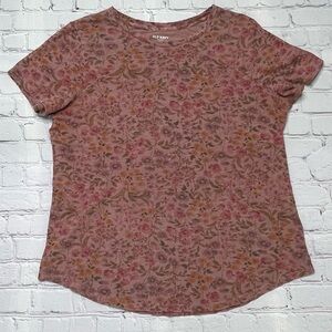 Old Navy EveryWear Floral Print T-Shirt - Size Large - Soft Mauve Pink
